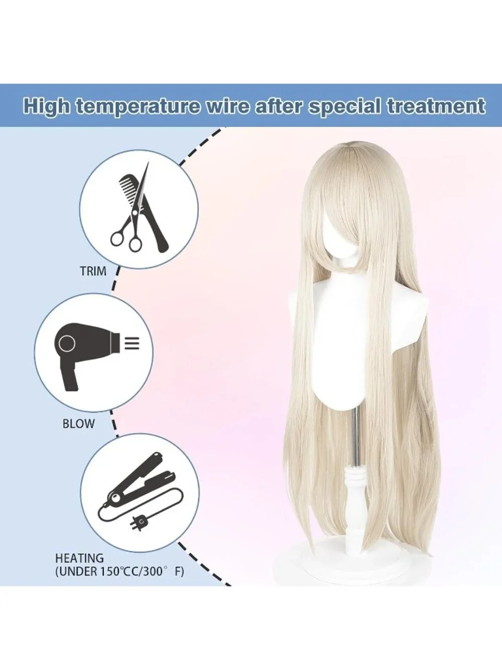 Women's Purple 100 Cm Heat Resistant Universal Straight Costume Long Wigs